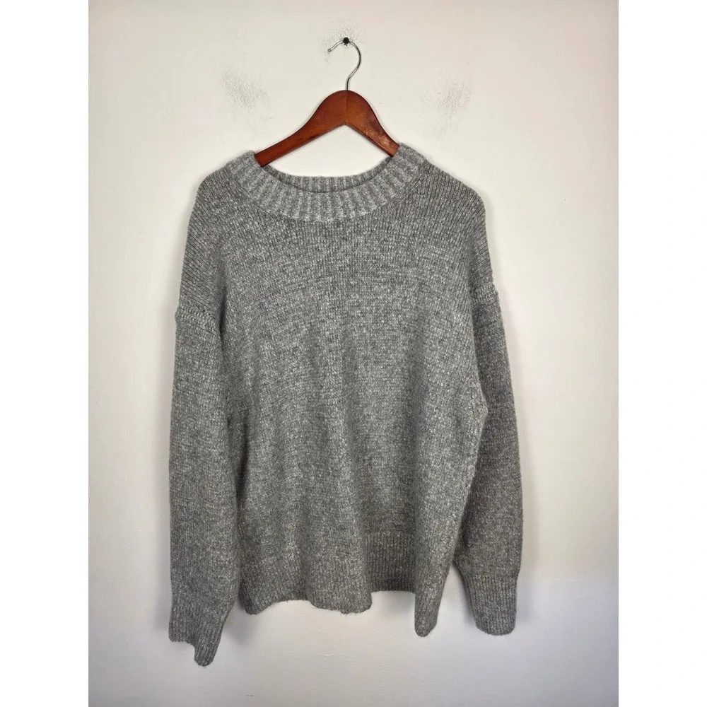 J.Crew Relaxed Gray Merino Wool Alpaca Blend‎ Oversized Crewneck Sweater Womens
